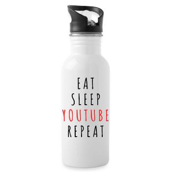 Eat Sleep Youtube Repeat - Water bottle with straw - white - Right