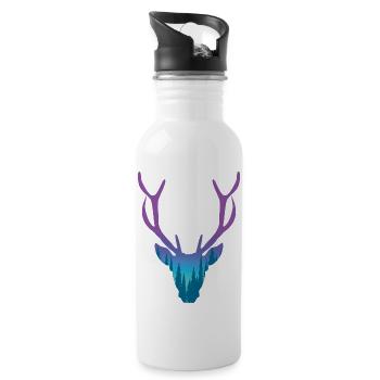 Hirsch - Stay Wild - Trinkflasche mit integriertem Trinkhalm - Weiß - Rechts