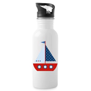 Segelboot - Trinkflasche mit integriertem Trinkhalm - Weiß - Rechts