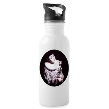 Pierrot mit Rose - Trinkflasche mit integriertem Trinkhalm - Weiß - Rechts