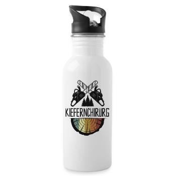 Lumberjack Holzfäller Kettensäge Kiefernchirurg - Trinkflasche mit integriertem Trinkhalm - Weiß - Rechts