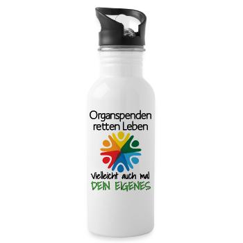 Organspenden retten Leben 24 - Trinkflasche mit integriertem Trinkhalm - Weiß - Rechts