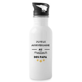 Joyeux anniversaire au meilleur des papa - Gourde avec paille intégrée - blanc - Droite