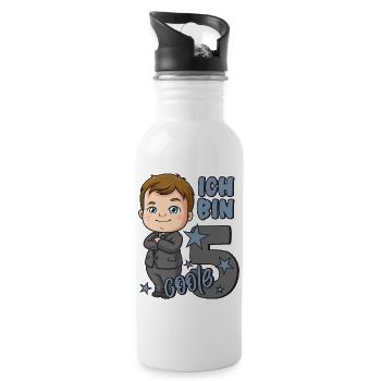 5. Geburtstag Junge 5 Jahre Jungs Ich bin coole 5 - Trinkflasche mit integriertem Trinkhalm - Weiß - Rechts