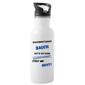 Waschbrettbauch lustig spruch tshirt witzig - Trinkflasche mit integriertem Trinkhalm - Weiß - Rechts