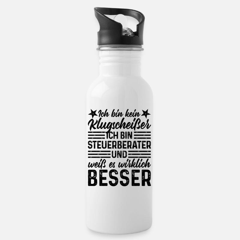 Steuerberater lustiger Spruch kein Klugscheißer - Trinkflasche mit integriertem Trinkhalm - Weiß