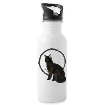 Schwarze Katze Nelson 2 - Trinkflasche mit integriertem Trinkhalm - Weiß - Rechts