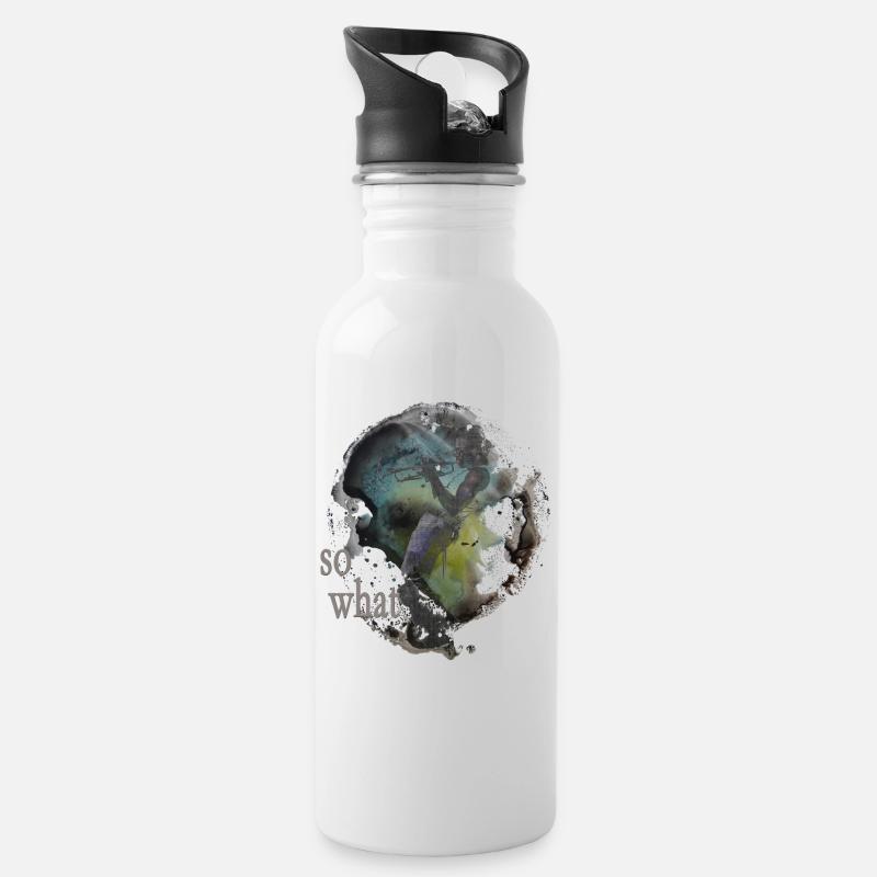 Jazz "so what" - Trinkflasche mit integriertem Trinkhalm - Weiß