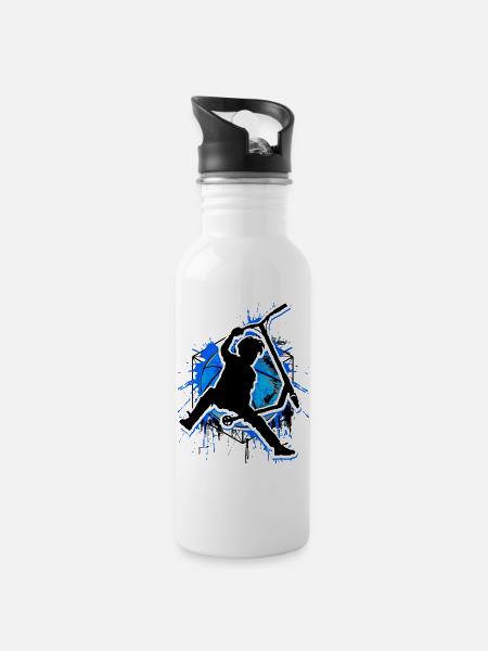 Scooter - Stuntscooter - Scooter - Scooter Blue - Water bottle with straw - white