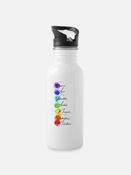 Chakra - Trinkflasche mit integriertem Trinkhalm - Weiß