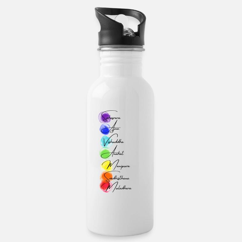 Chakra - Trinkflasche mit integriertem Trinkhalm - Weiß