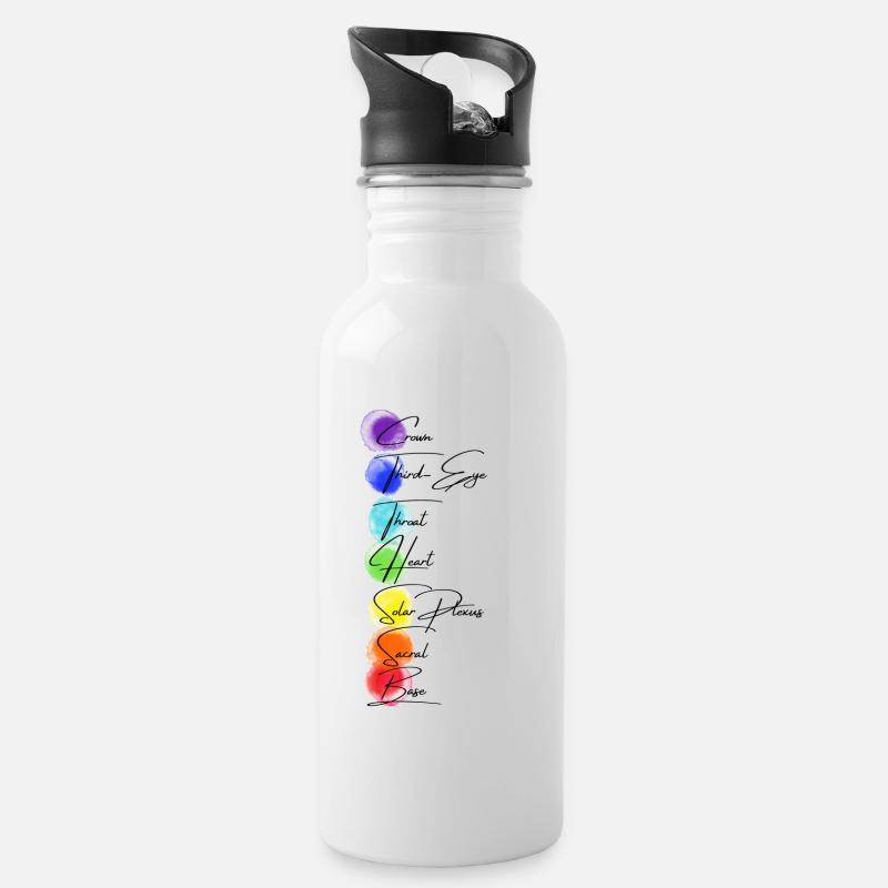 Chakra - Trinkflasche mit integriertem Trinkhalm - Weiß