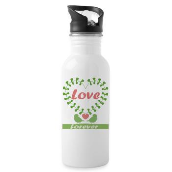 love forever - Trinkflasche mit integriertem Trinkhalm - Weiß - Rechts