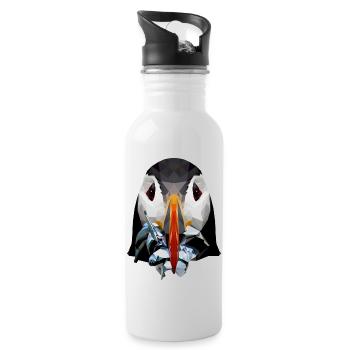 Papageientaucher - Trinkflasche mit integriertem Trinkhalm - Weiß - Rechts