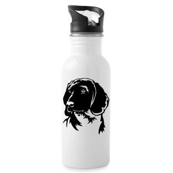 Bavarian Mountain Sweat Dog Head - Water bottle with straw - white - Right