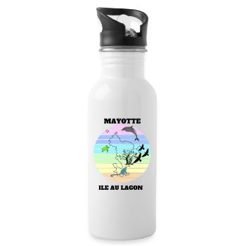 LANDSCHAFT VON MAYOTTE - Trinkflasche mit integriertem Trinkhalm - Weiß - Rechts