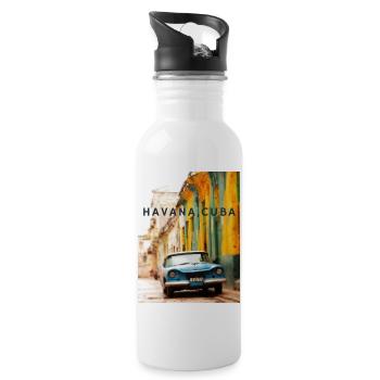 Oldtimer, Havana Cuba - Trinkflasche mit integriertem Trinkhalm - Weiß - Rechts