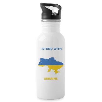 Je soutiens l’Ukraine - Gourde avec paille intégrée - blanc - Droite