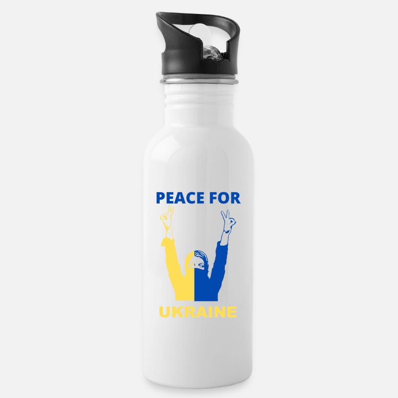 PAIX POUR L’UKRAINE - Gourde avec paille intégrée - blanc