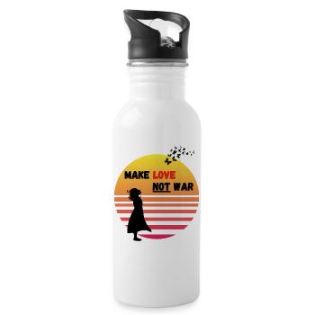 make love not war - after the sunset - Trinkflasche mit integriertem Trinkhalm - Weiß - Rechts
