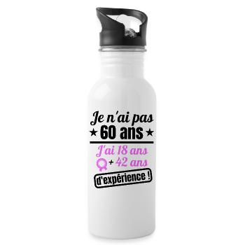 60 ans anniversaire millésime 1963 humour - Gourde avec paille intégrée - blanc - Droite