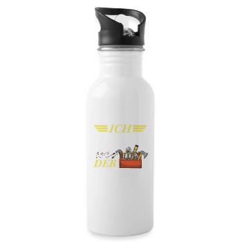 Frag nicht den Hausmeister - Trinkflasche mit integriertem Trinkhalm - Weiß - Rechts