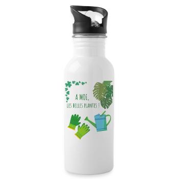 T-shirt jardinage humour - Gourde avec paille intégrée - blanc - Droite