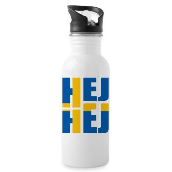 SCHWEDISCH HEJ HEJ SCHWEDEN - Trinkflasche mit integriertem Trinkhalm - Weiß - Rechts