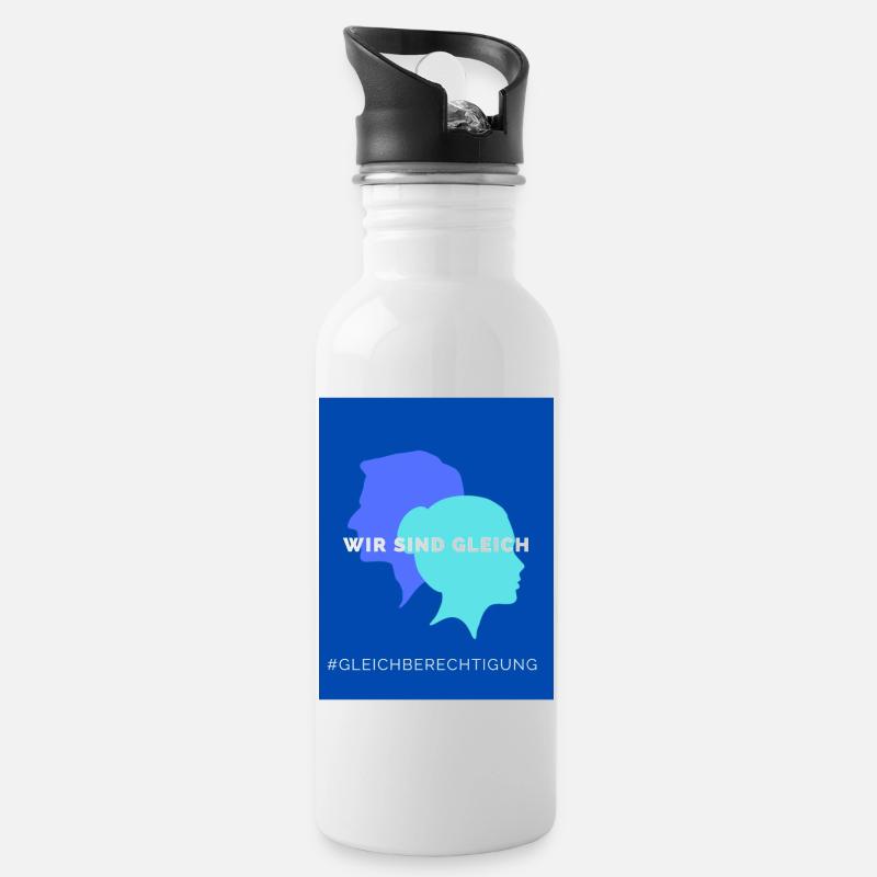 Wir sind gleich - Trinkflasche mit integriertem Trinkhalm - Weiß