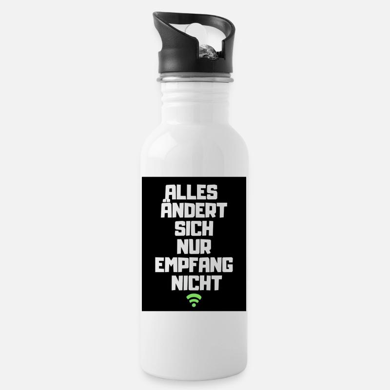 Slow W-LAN - Trinkflasche mit integriertem Trinkhalm - Weiß