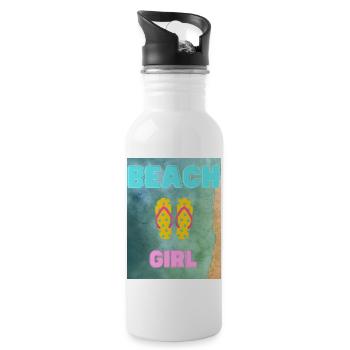 Beachgirl - Trinkflasche mit integriertem Trinkhalm - Weiß - Rechts