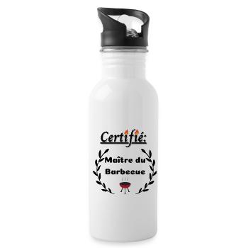 Certifié : Maître du Barbecue - Gourde avec paille intégrée - blanc - Droite