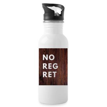 no regret, sayings, gift, men, women - Water bottle with straw - white - Right