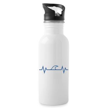 Herzschlag Meer - Trinkflasche mit integriertem Trinkhalm - Weiß - Rechts