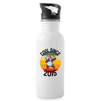 Cool Seit 2015 Retro Dabbing Panda 7. Geburtstag - Trinkflasche mit integriertem Trinkhalm - Weiß - Rechts