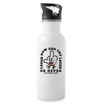 Middle finger cartoon sarcasm - Water bottle with straw - white - Right