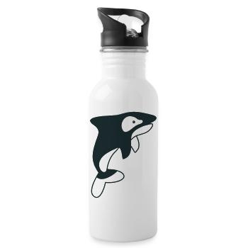 Schwertwalspringen - Trinkflasche mit integriertem Trinkhalm - Weiß - Rechts
