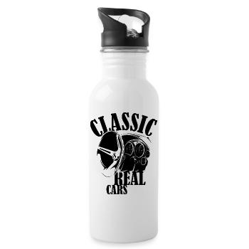 classic real cars illustration symbol cars logo - Water bottle with straw - white - Right