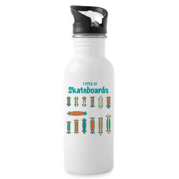 Typen von Skateboards Retro Vintage - Trinkflasche mit integriertem Trinkhalm - Weiß - Rechts