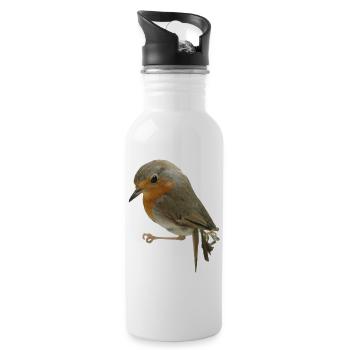 Rotkehlchen - Trinkflasche mit integriertem Trinkhalm - Weiß - Rechts