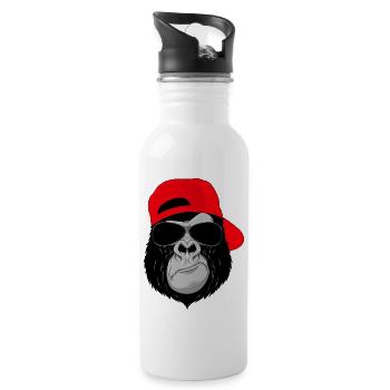 Gorillawear - Trinkflasche mit integriertem Trinkhalm - Weiß - Rechts