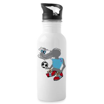 Fußballgirl, Frauenfussball - Trinkflasche mit integriertem Trinkhalm - Weiß - Rechts