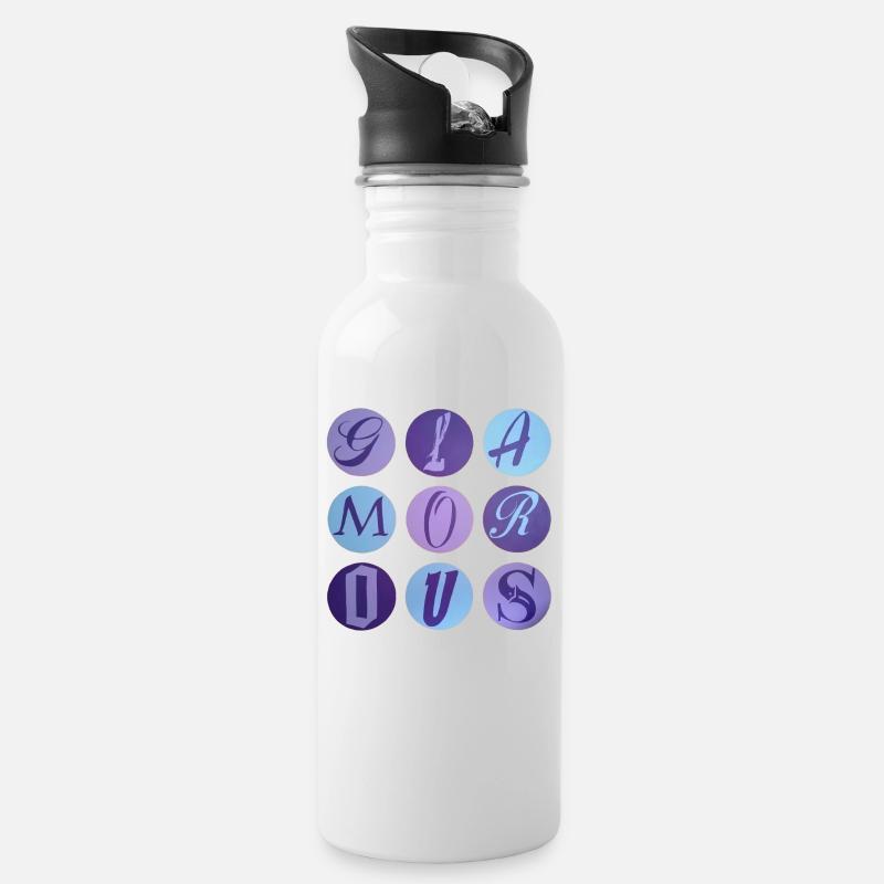 Glamorous dots - Trinkflasche mit integriertem Trinkhalm - Weiß