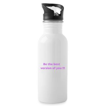 Sei die beste Version von dir - Trinkflasche mit integriertem Trinkhalm - Weiß - Rechts