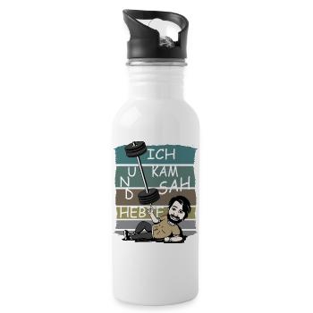 Ich kam sah und Hebte - Trinkflasche mit integriertem Trinkhalm - Weiß - Rechts