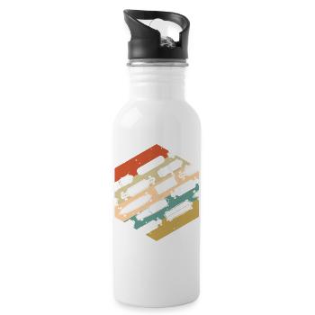 Retro Vintage Skateboards - Trinkflasche mit integriertem Trinkhalm - Weiß - Rechts