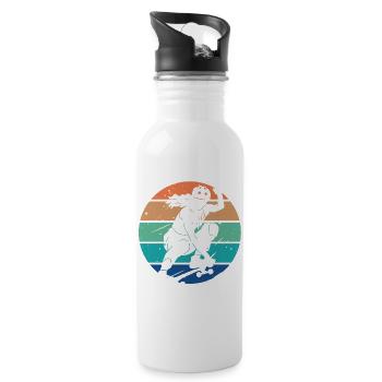 Retro Vintage Skateboard Mädchen - Trinkflasche mit integriertem Trinkhalm - Weiß - Rechts