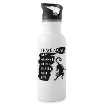 Cat lover funny saying cat - Water bottle with straw - white - Right