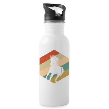 Cheval Vintage Rétro - Gourde avec paille intégrée - blanc - Droite