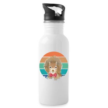 Retro Vintage Squirrel with Bow tie - Water bottle with straw - white - Right